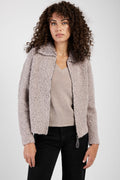 FABIANA FILIPPI Bouclé Bomber Jacket in Nocciola and Pepe