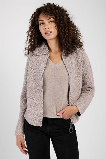 FABIANA FILIPPI Bouclé Bomber Jacket in Nocciola and Pepe