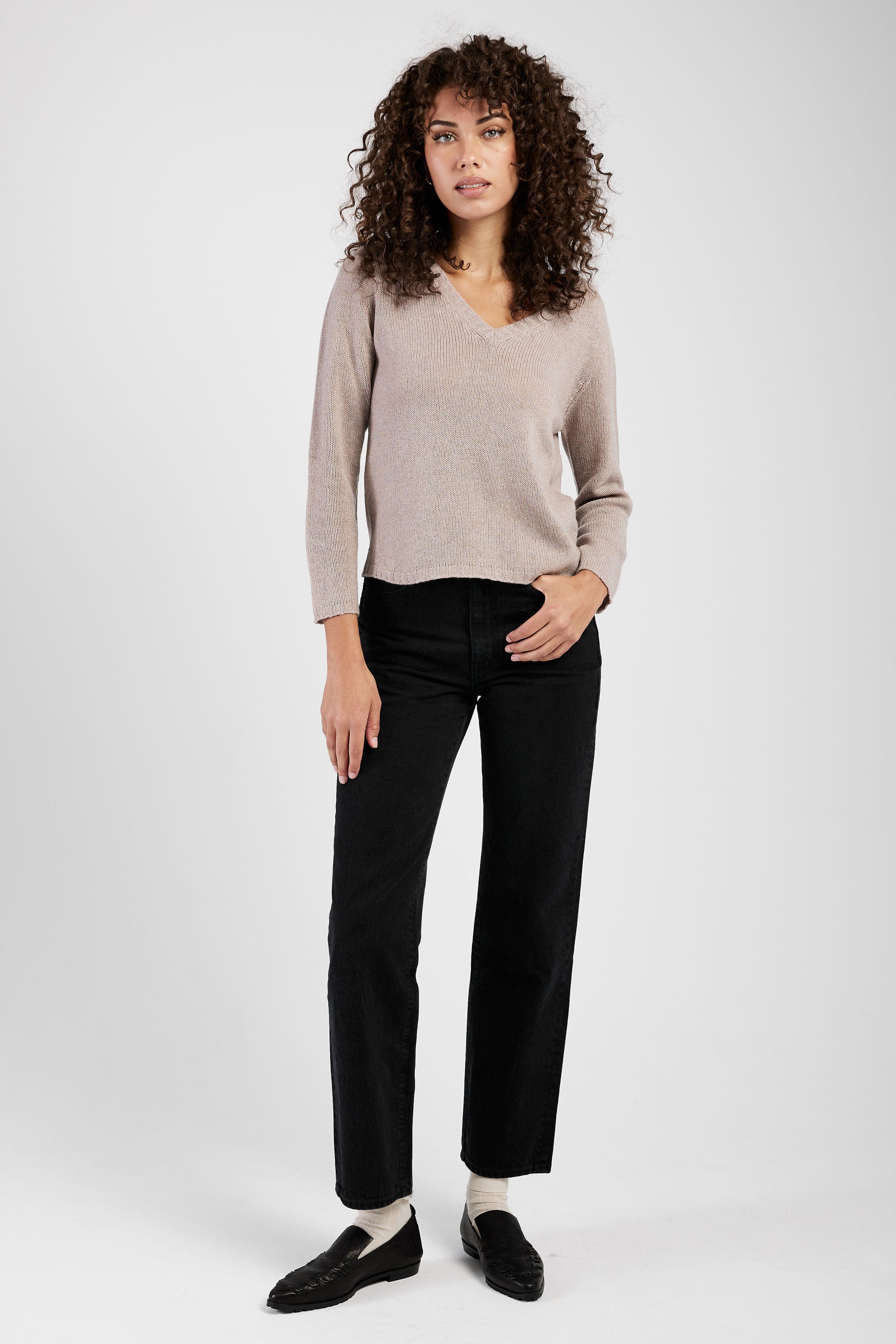 FABIANA FILIPPI Cashmere V-Neck Sweater in Tortora