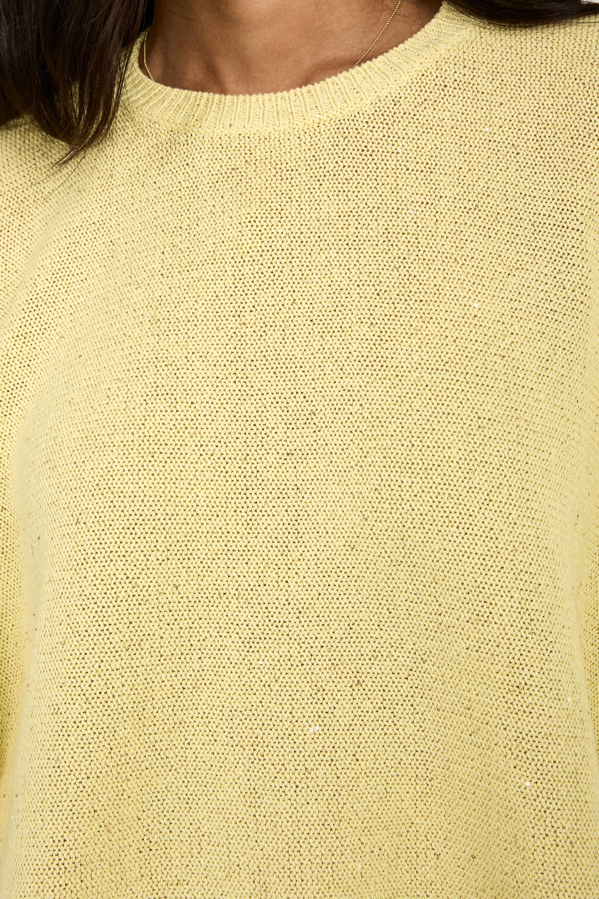 FABIANA FILIPPI Cotton Linen Cape Sweater with Sequins in Yellow