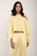 FABIANA FILIPPI Cotton Linen Cape Sweater with Sequins in Yellow