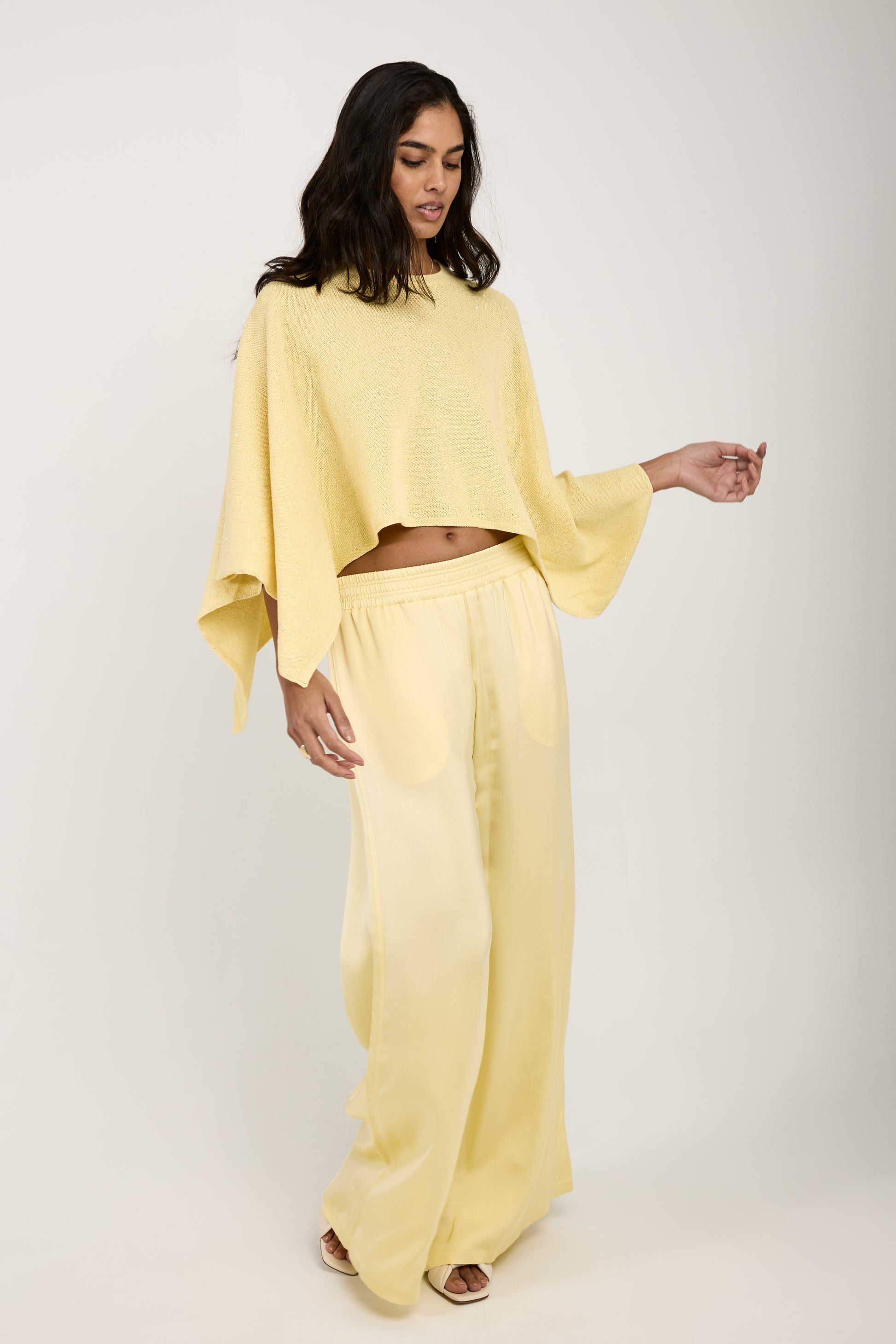 FABIANA FILIPPI Wide Leg Viscose Pant in Yellow