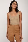 FABIANA FILIPPI Cotton Silk Knit Tank Top in Sand