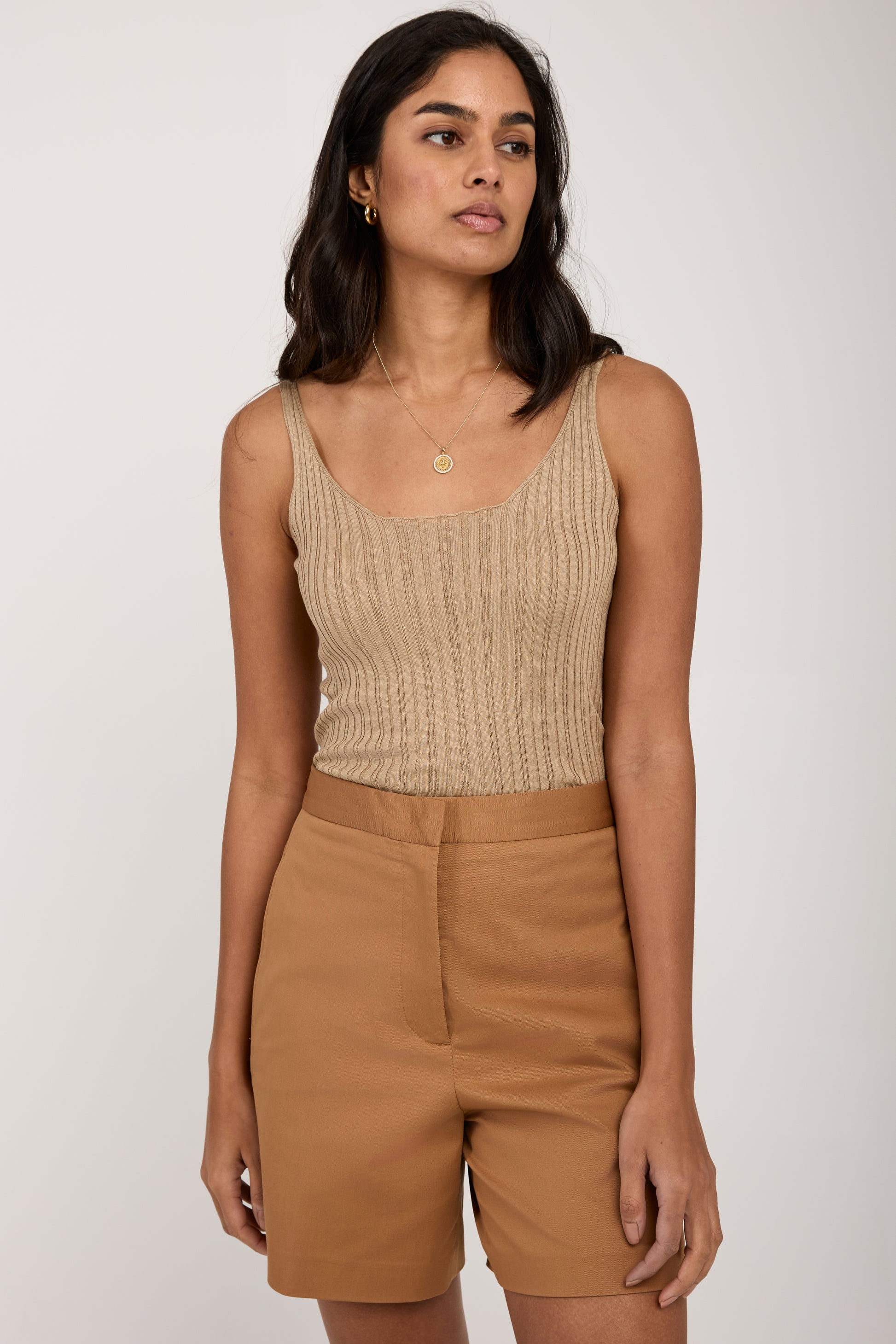 FABIANA FILIPPI Cotton Silk Knit Tank Top in Sand