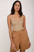 FABIANA FILIPPI Cotton Silk Knit Tank Top in Sand