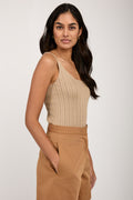 FABIANA FILIPPI Cotton Silk Knit Tank Top in Sand