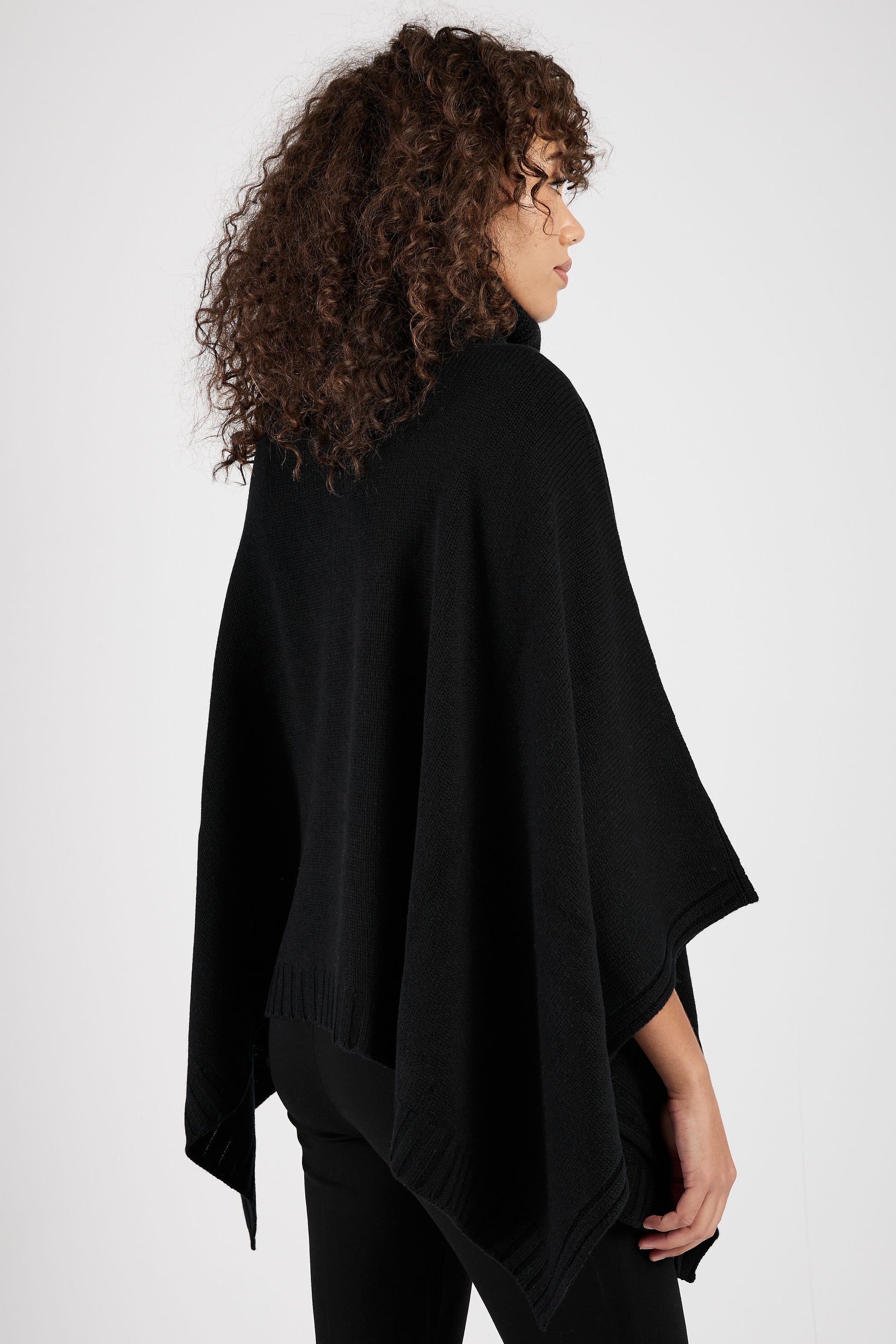 FABIANA FILIPPI High Neck Maxi Cape in Black