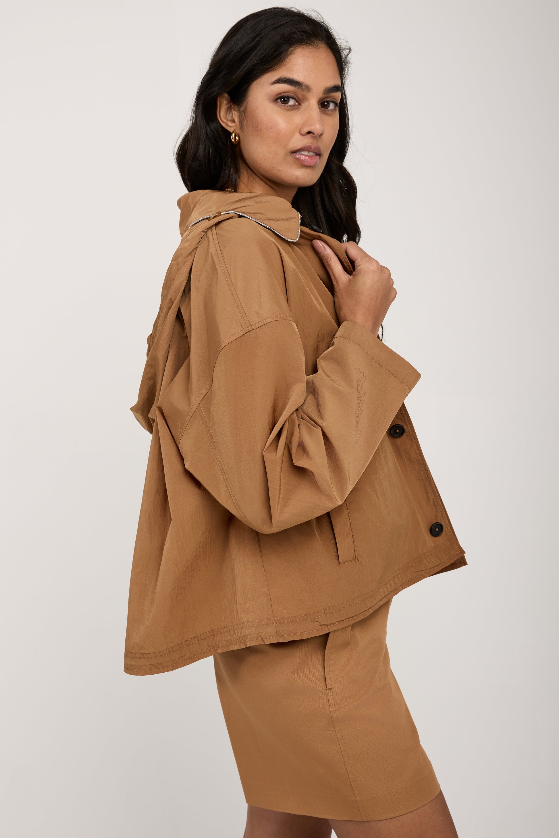 FABIANA FILIPPI Oversized Hooded Jacket in Desert