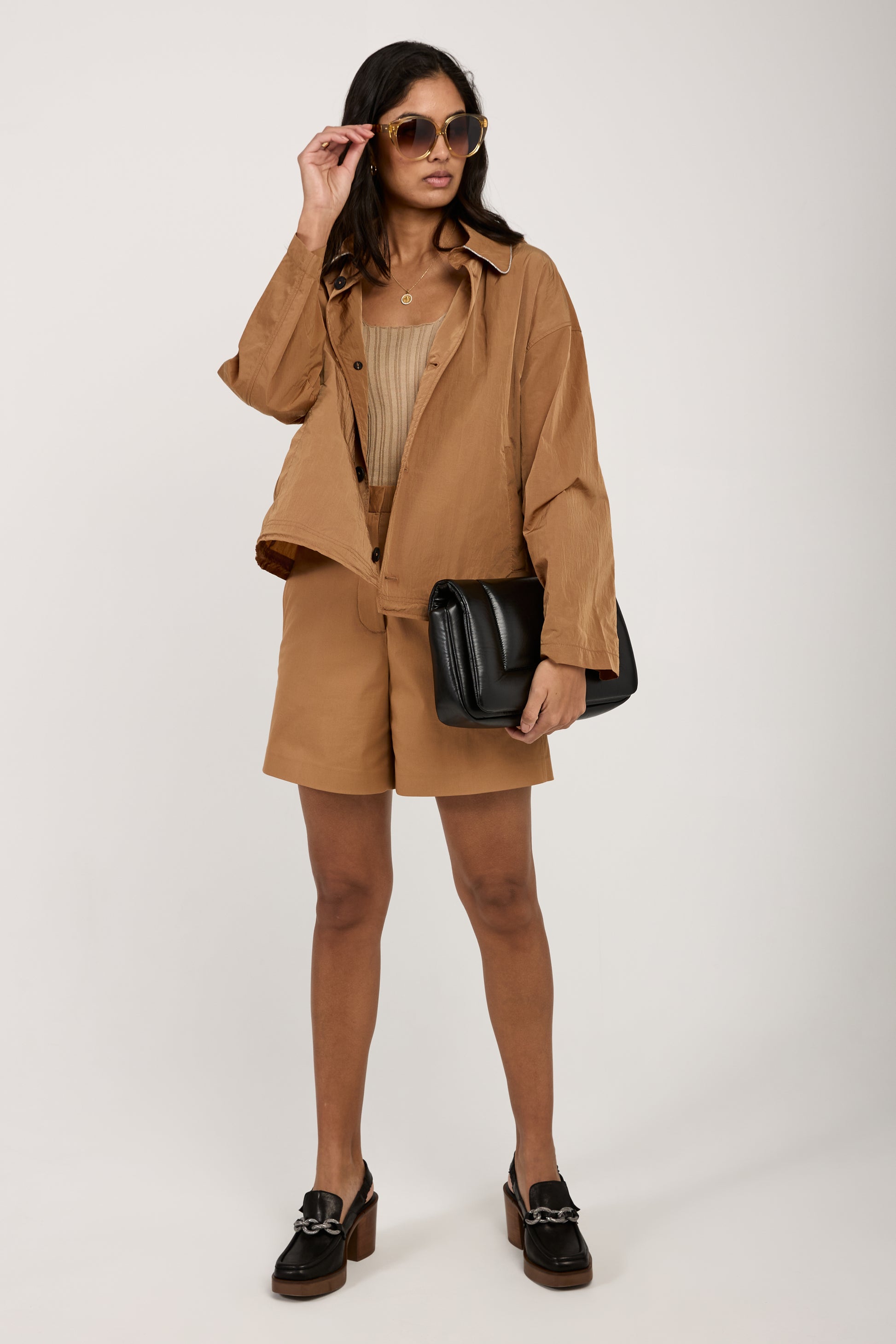 FABIANA FILIPPI Oversized Hooded Jacket in Desert