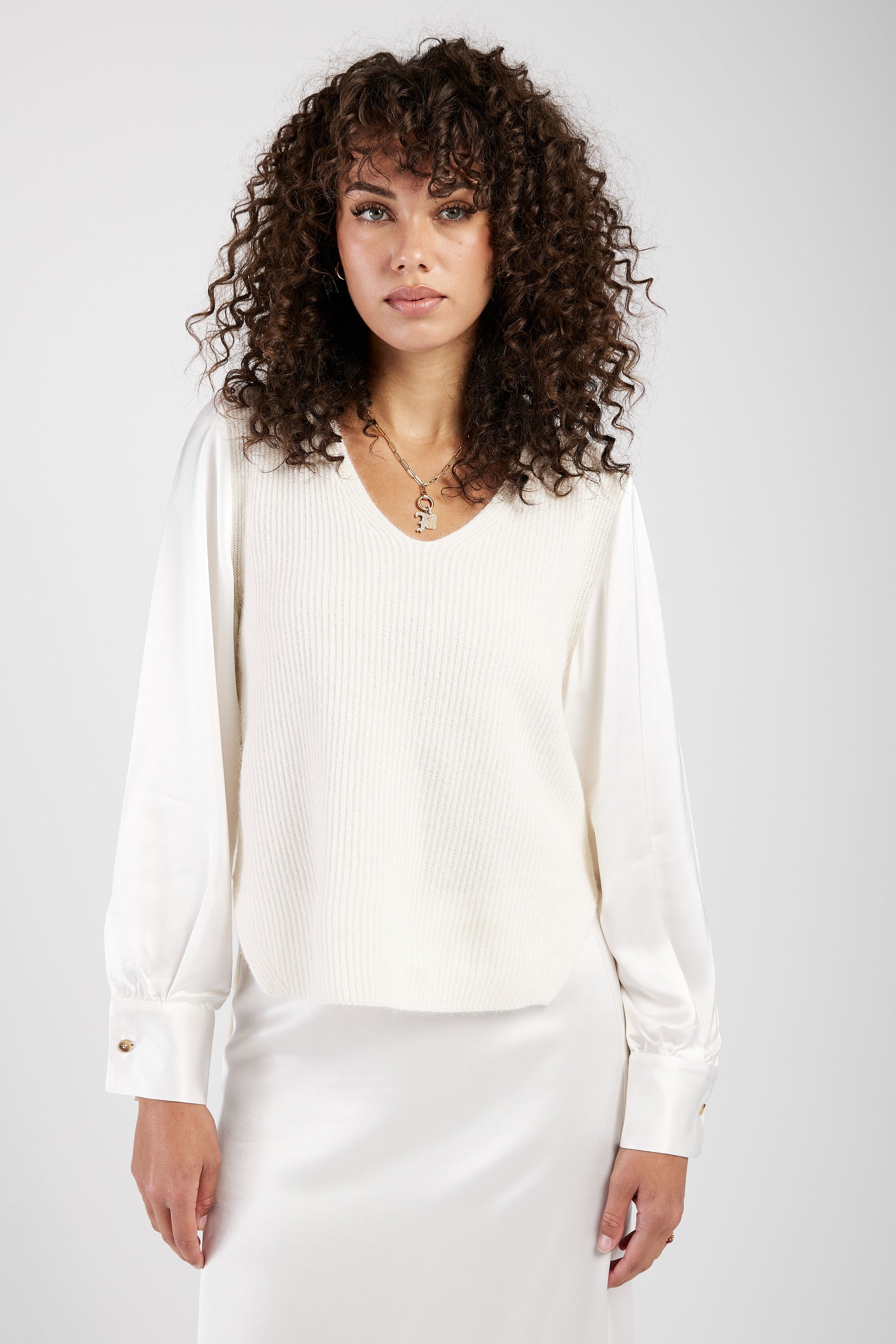 FABIANA FILIPPI Platinum and Mohair Sweater in Raffia