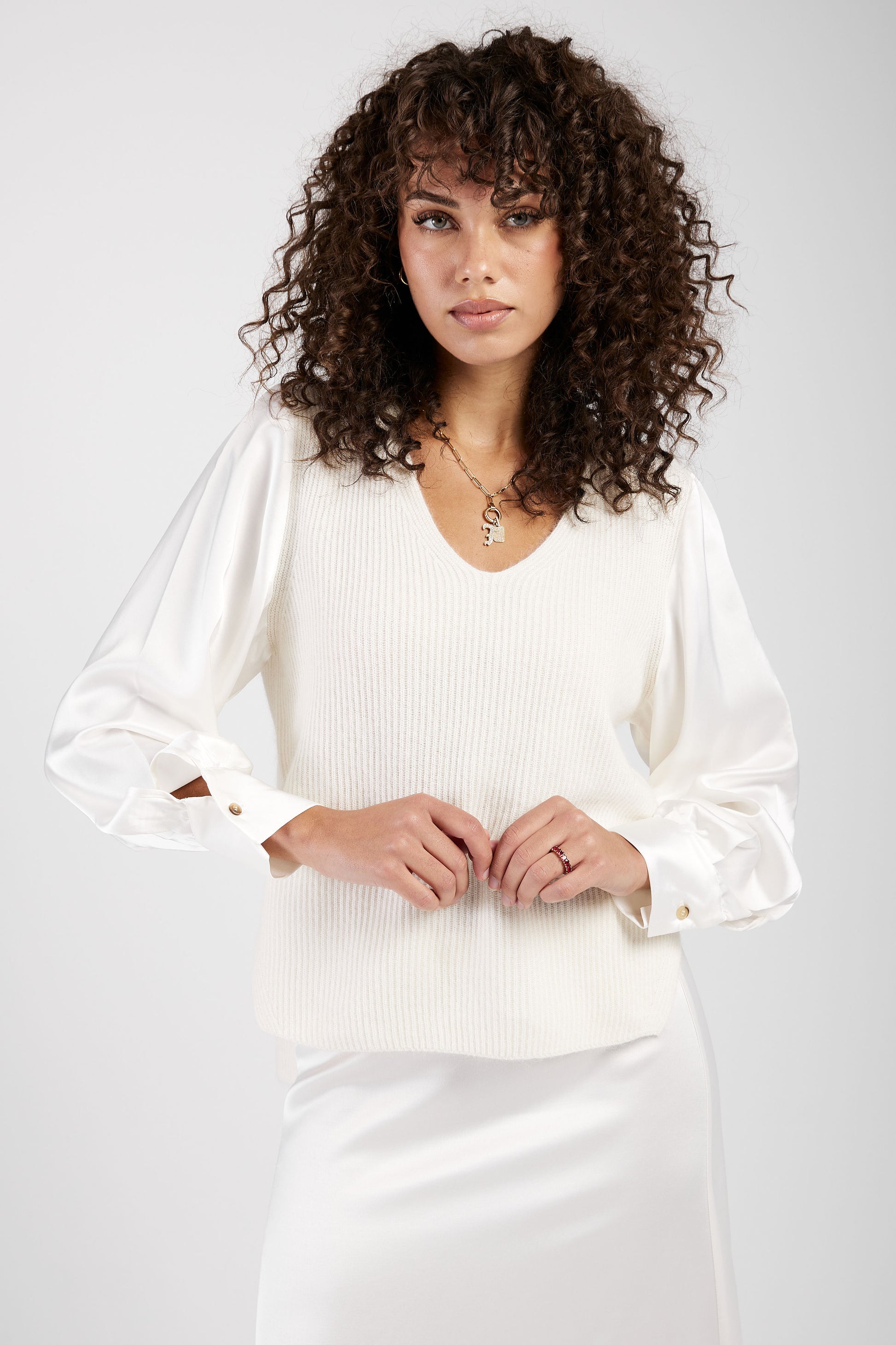 FABIANA FILIPPI Platinum and Mohair Sweater in Raffia