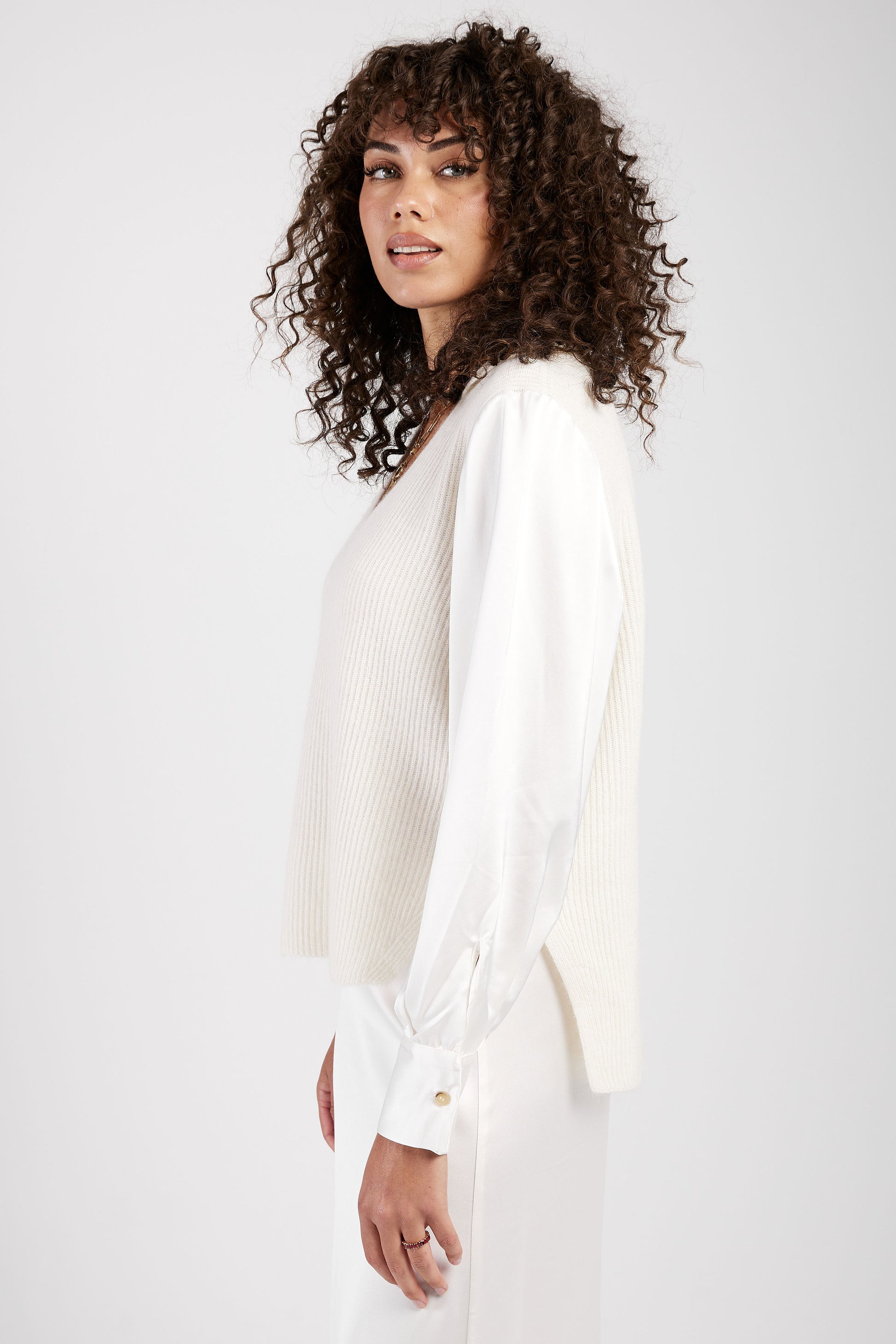 FABIANA FILIPPI Platinum and Mohair Sweater in Raffia