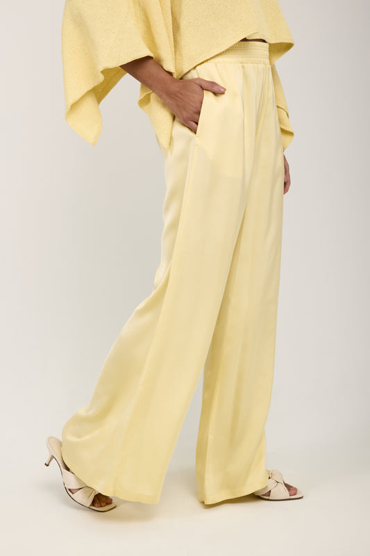 FABIANA FILIPPI Wide Leg Viscose Pant in Yellow