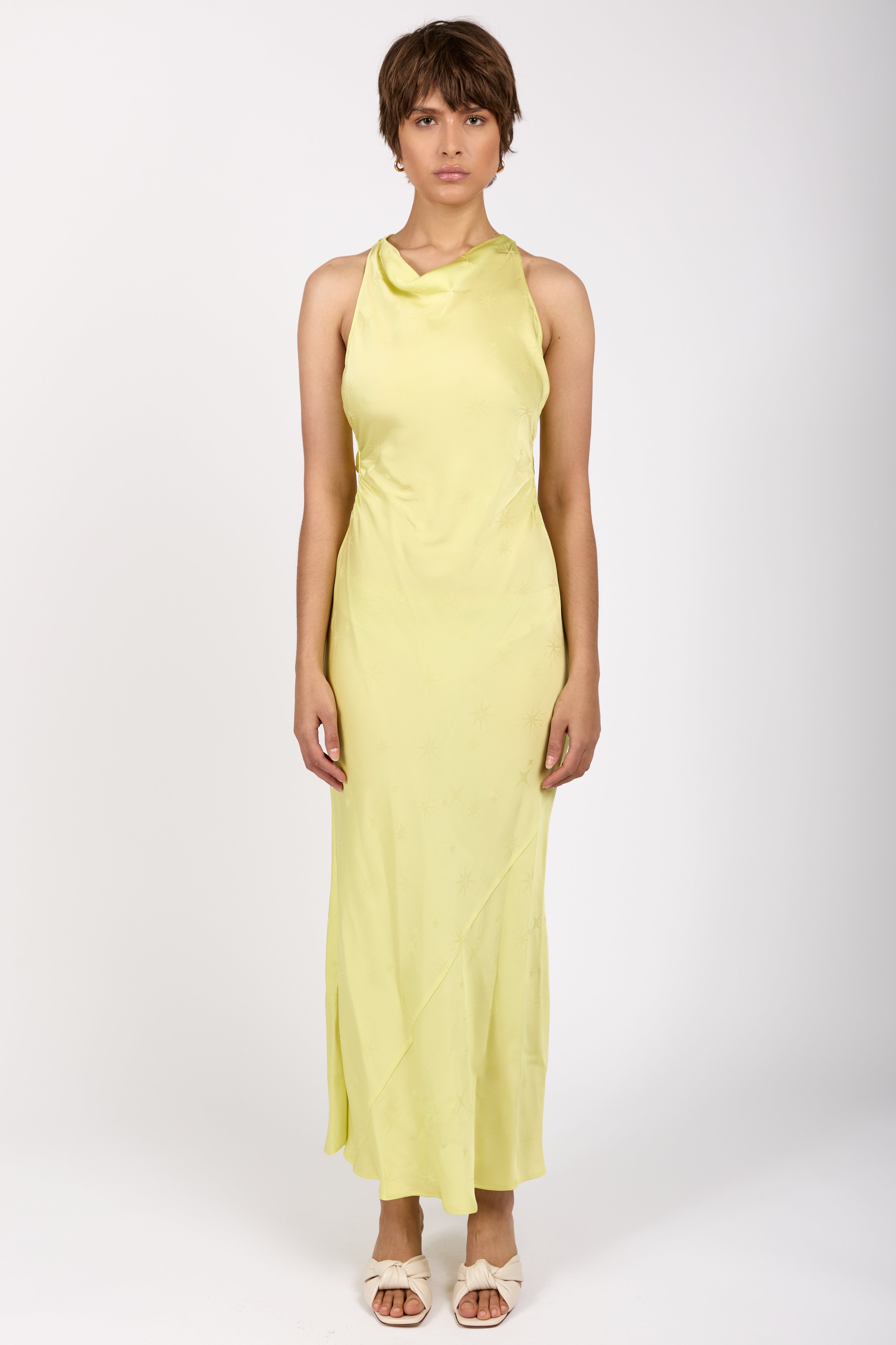 stella silk dress FORTE FORTE Jacquard Stella Satin Dress | Yellow