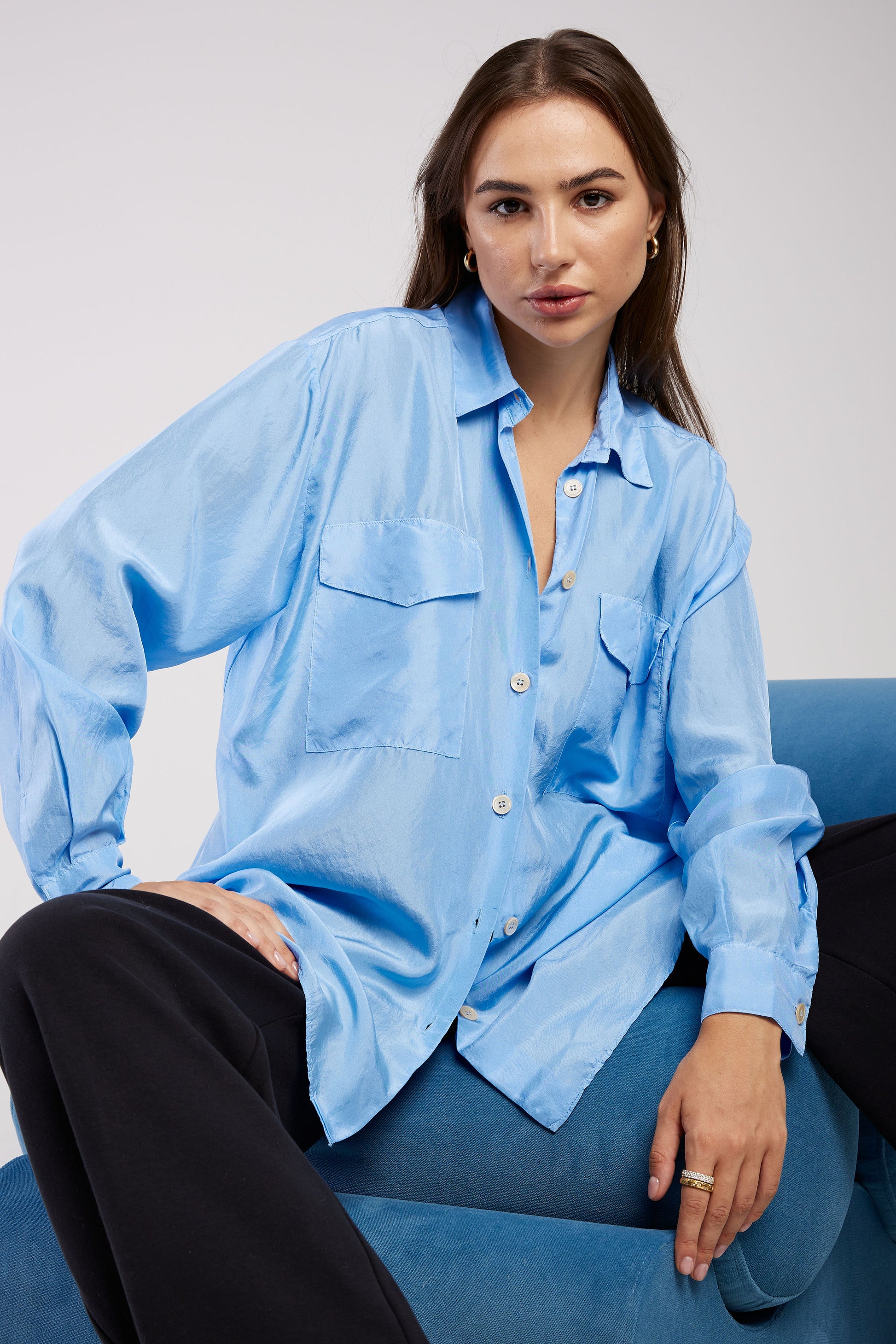 FORTE FORTE Habotai Silk Oversized Shirt