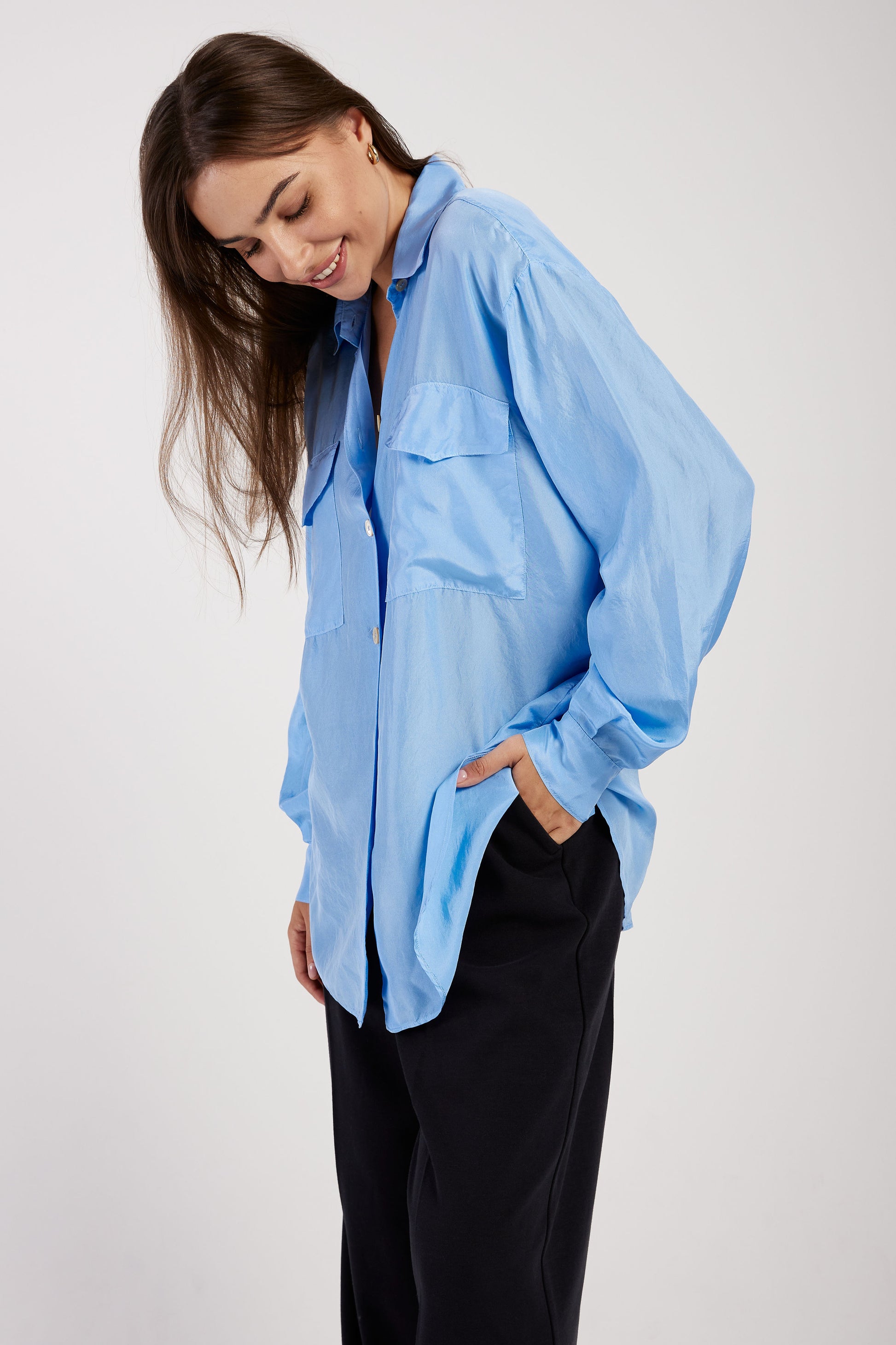 FORTE FORTE Habotai Silk Oversized Shirt