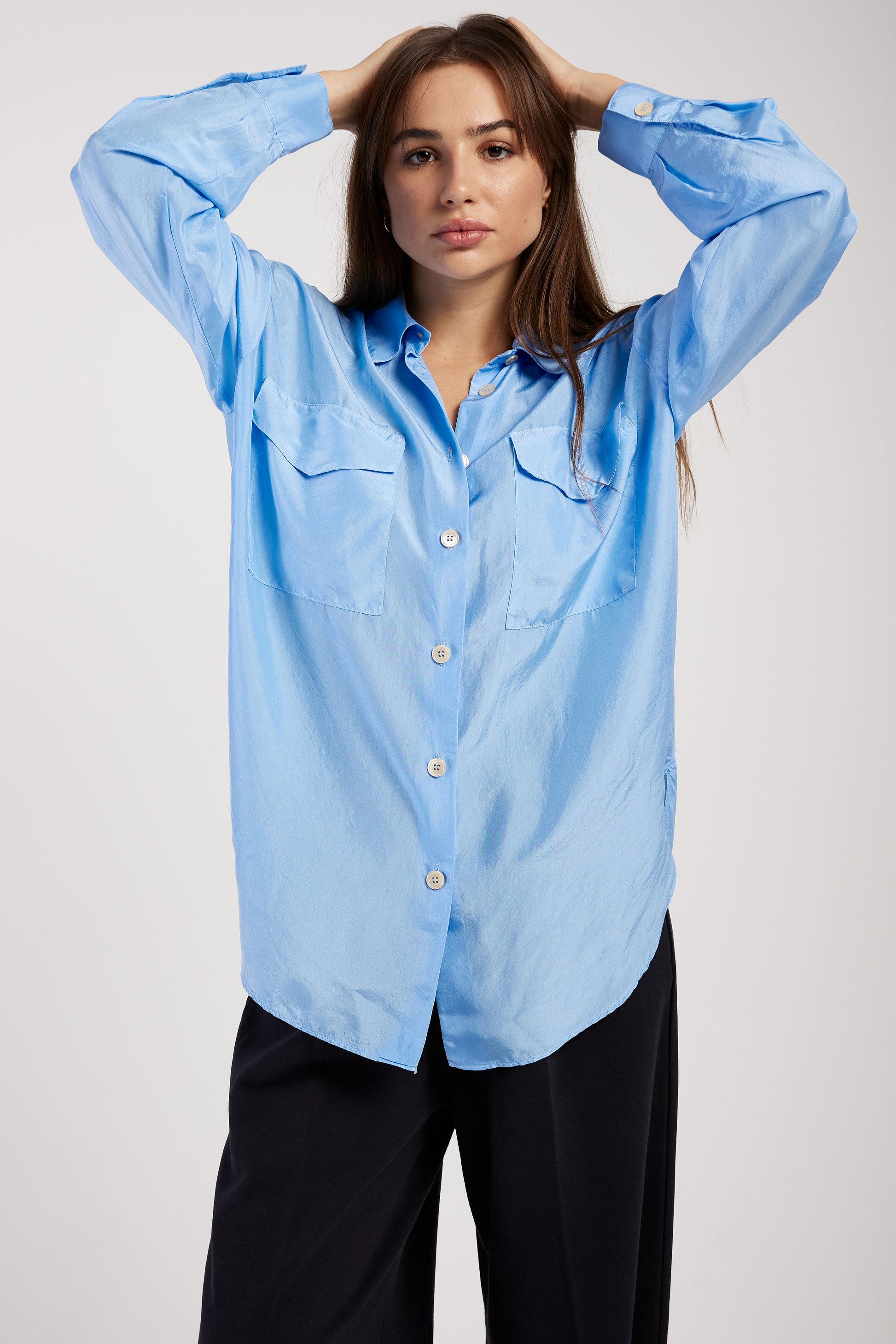 FORTE FORTE Habotai Silk Oversized Shirt