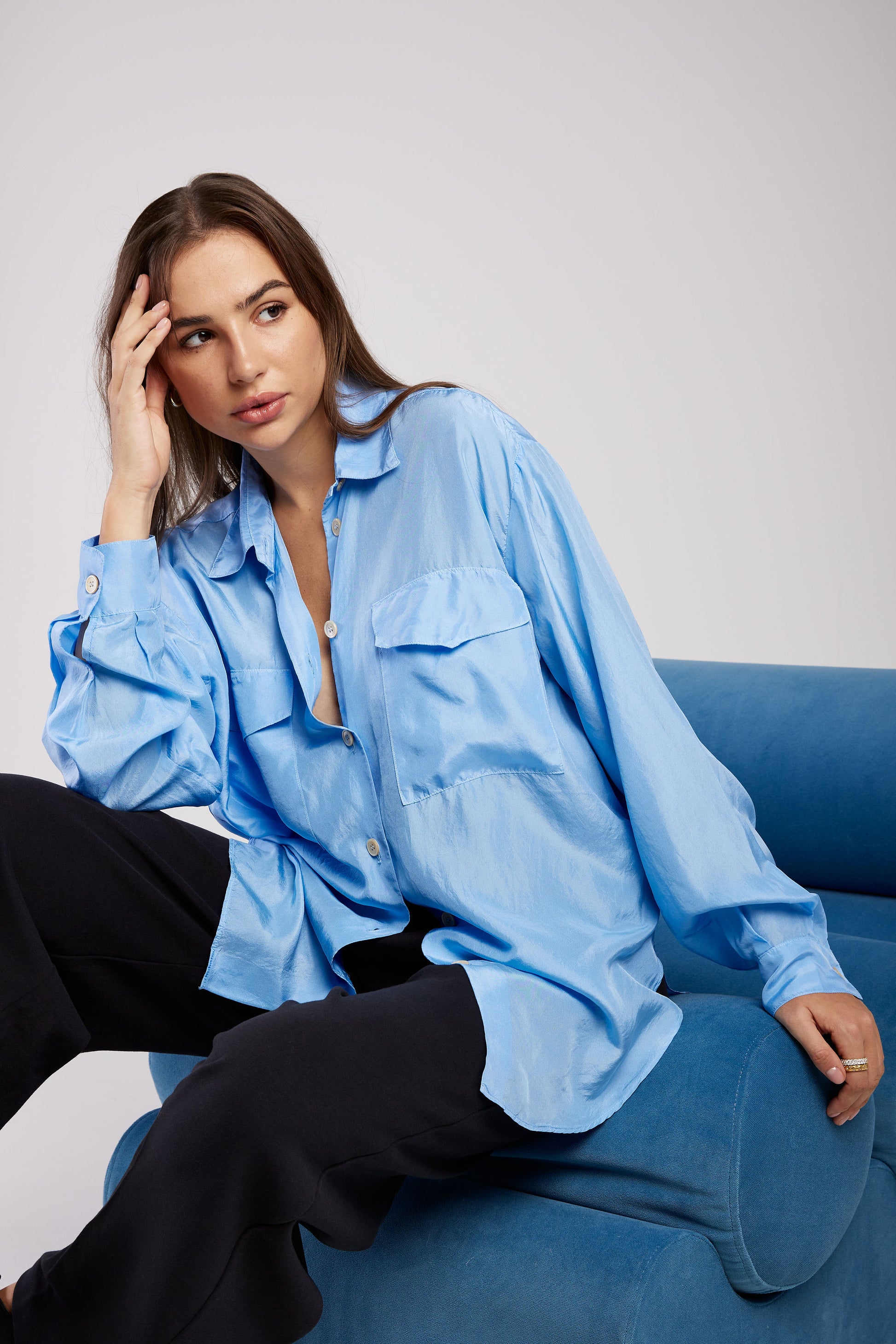 FORTE FORTE Habotai Silk Oversized Shirt