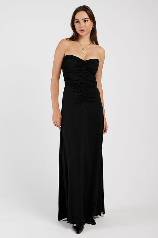 FORTE FORTE Marocain Crepe Bustier Dress in Noir