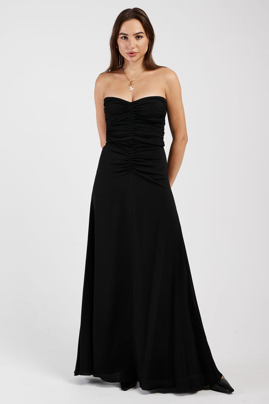 FORTE FORTE Marocain Crepe Bustier Dress in Noir