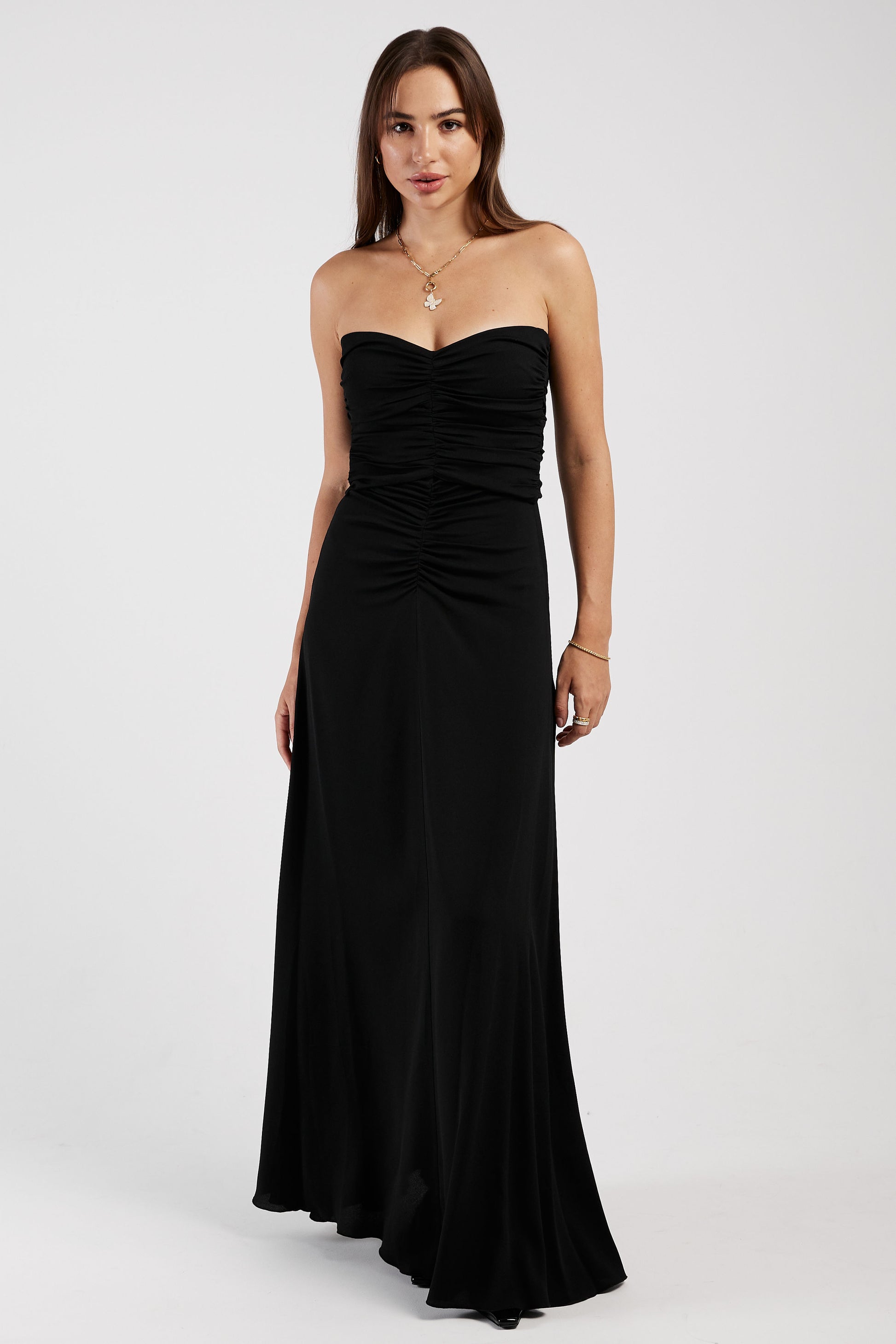 FORTE FORTE Marocain Crepe Bustier Dress in Noir