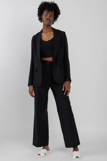 FORTE FORTE Ripstop Viscose Blazer Jacket in Black