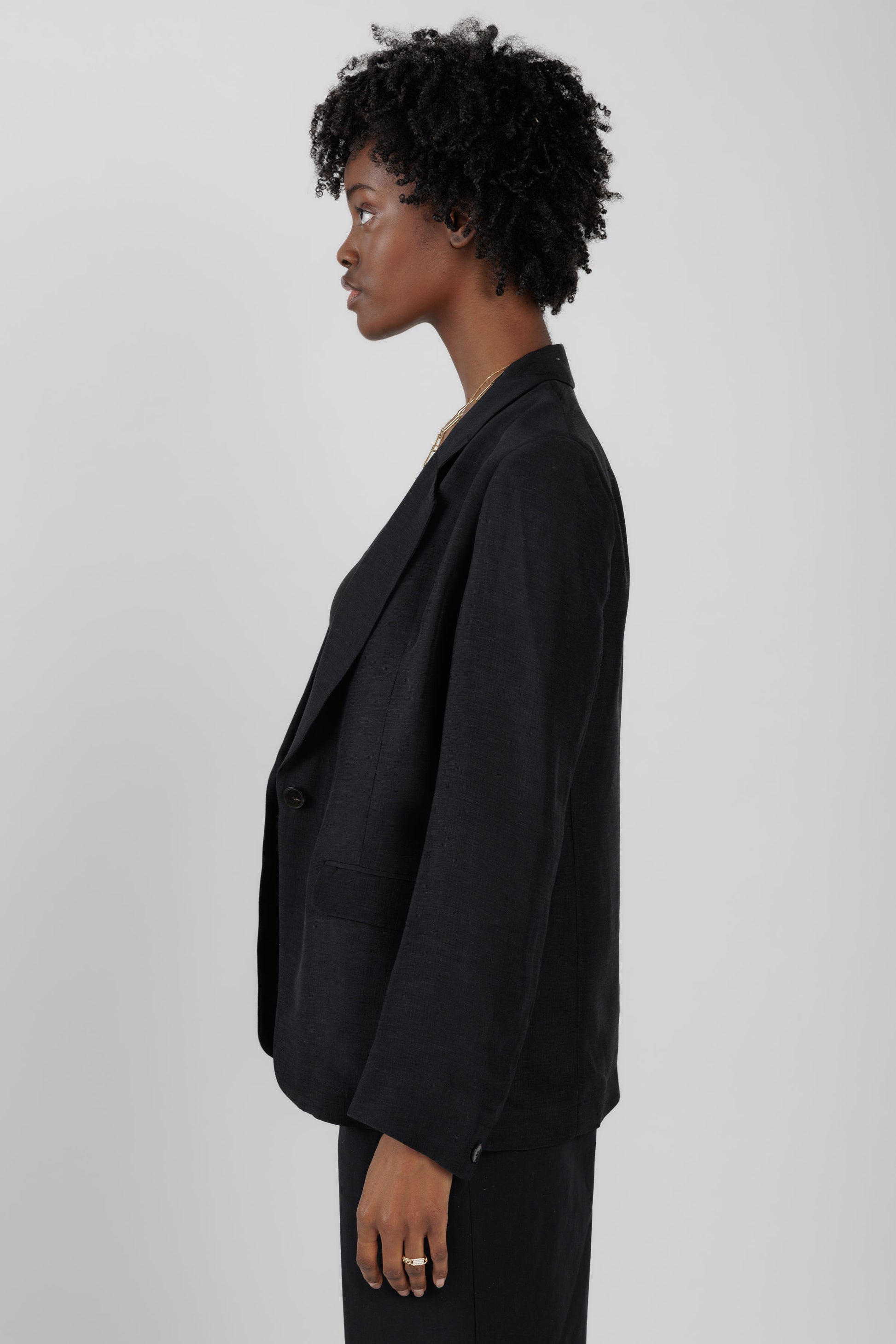 FORTE FORTE Ripstop Viscose Blazer Jacket in Black