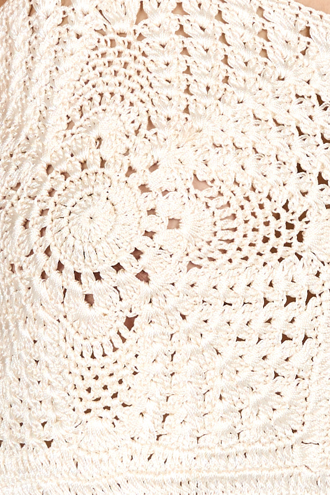 FORTE FORTE Viscose Crochet Tank Top in Avorio