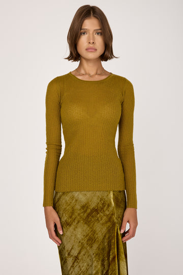 Cashmere Knit Sweater in Oliva