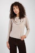 GENTRYPORTOFINO Cowl Neck Cashmere Sweater in Beige