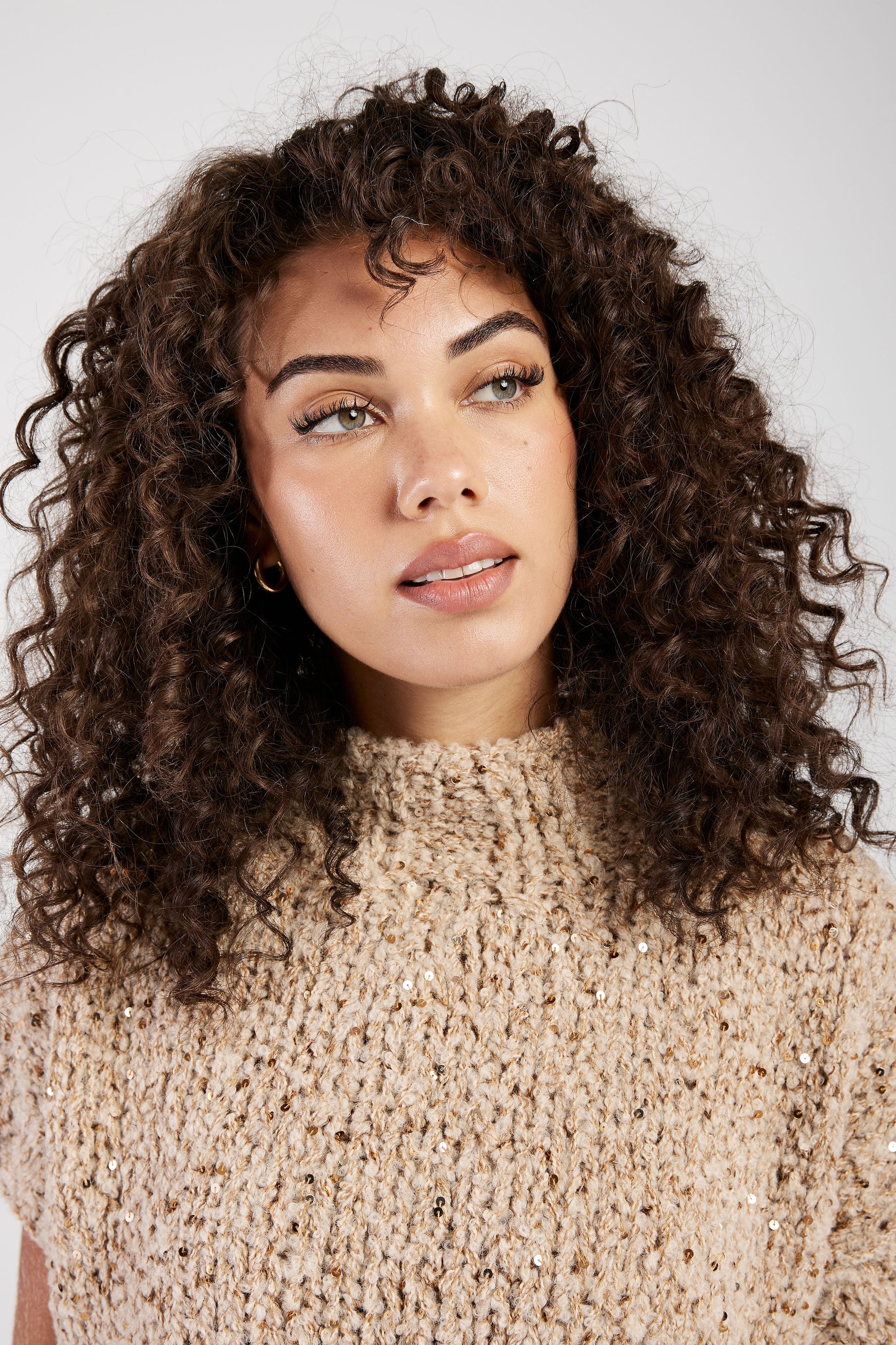 GENTRYPORTOFINO Cropped Knit Wool Sweater in Champagne