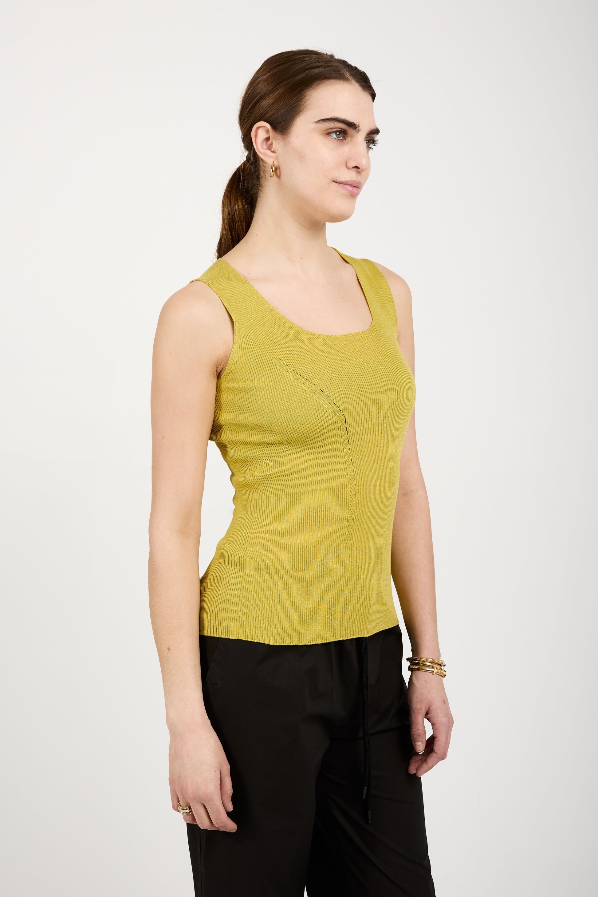 GENTRYPORTOFINO Knit Tank Top in Lime