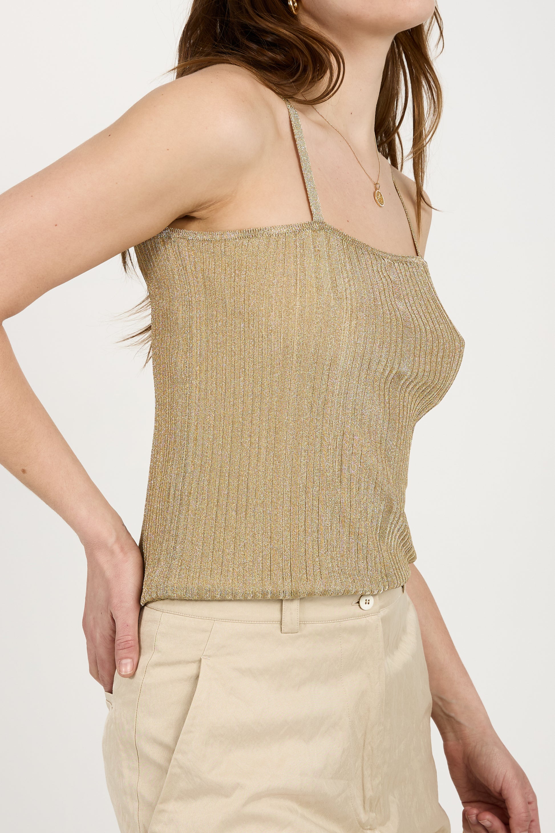 GENTRYPORTOFINO Knit Tank Top in Oro