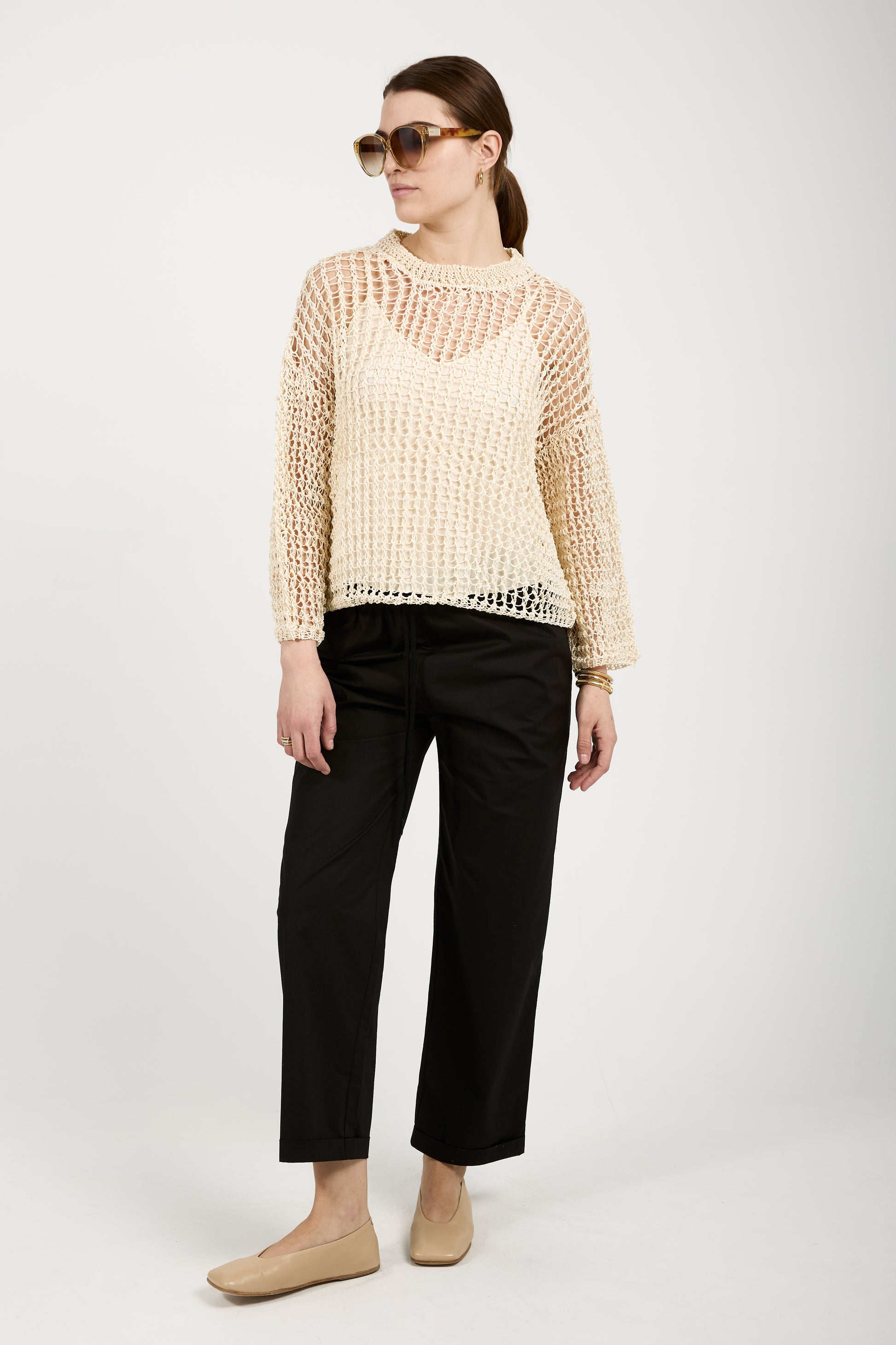 GENTRYPORTOFINO Silk Knit Sweater in Avorio