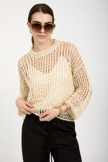 GENTRYPORTOFINO Silk Knit Sweater in Avorio