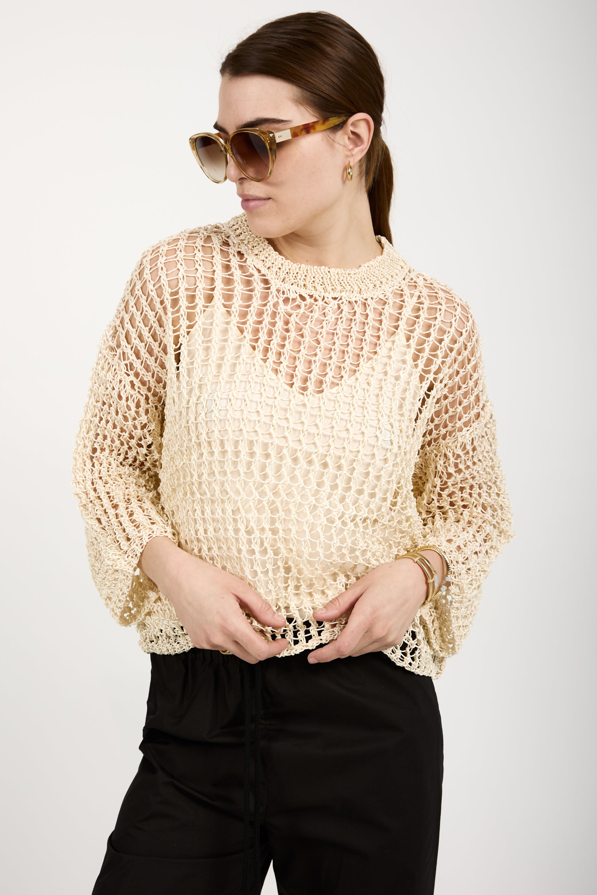 GENTRYPORTOFINO Silk Knit Sweater in Avorio