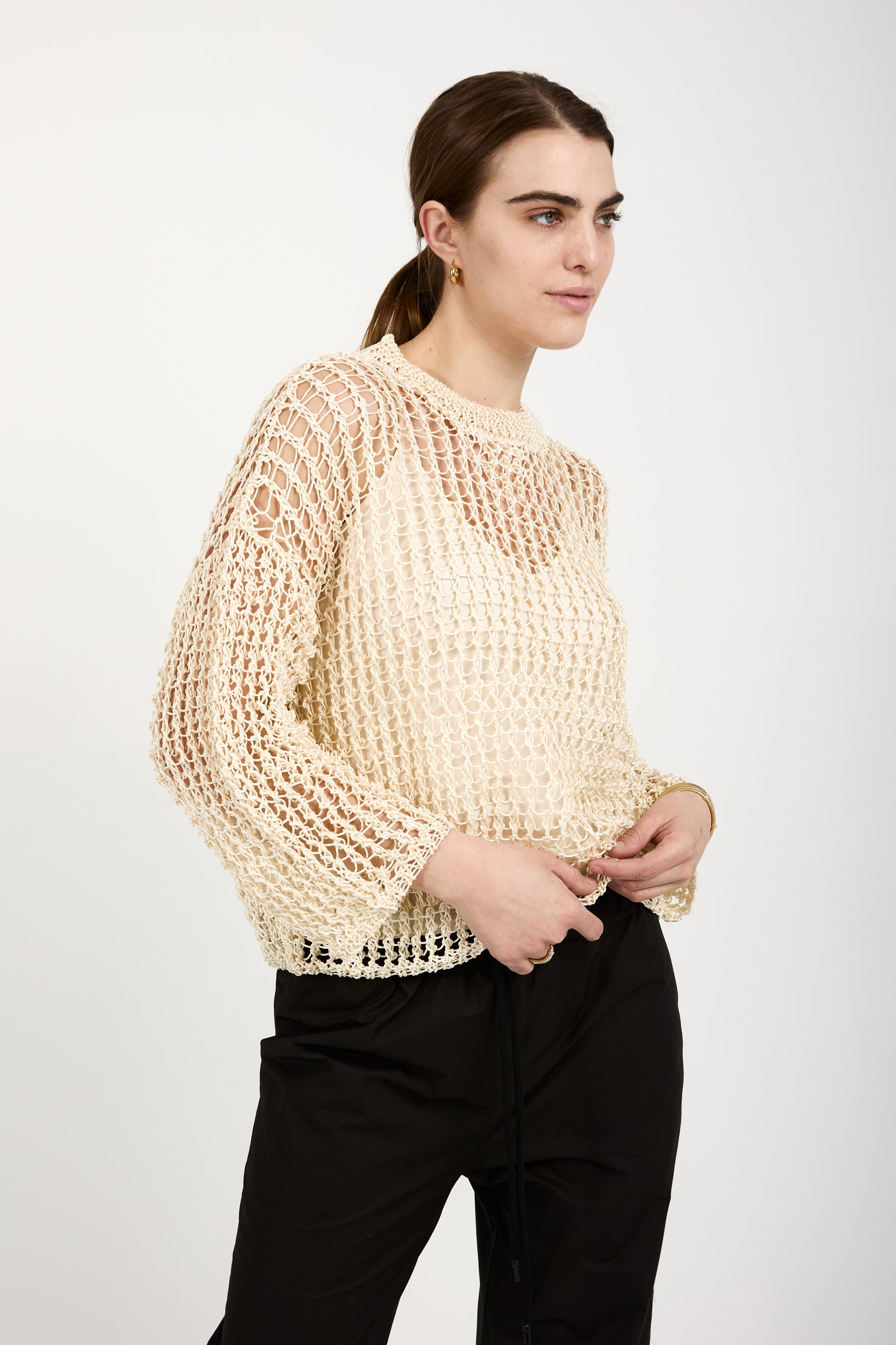 GENTRYPORTOFINO Silk Knit Sweater in Avorio