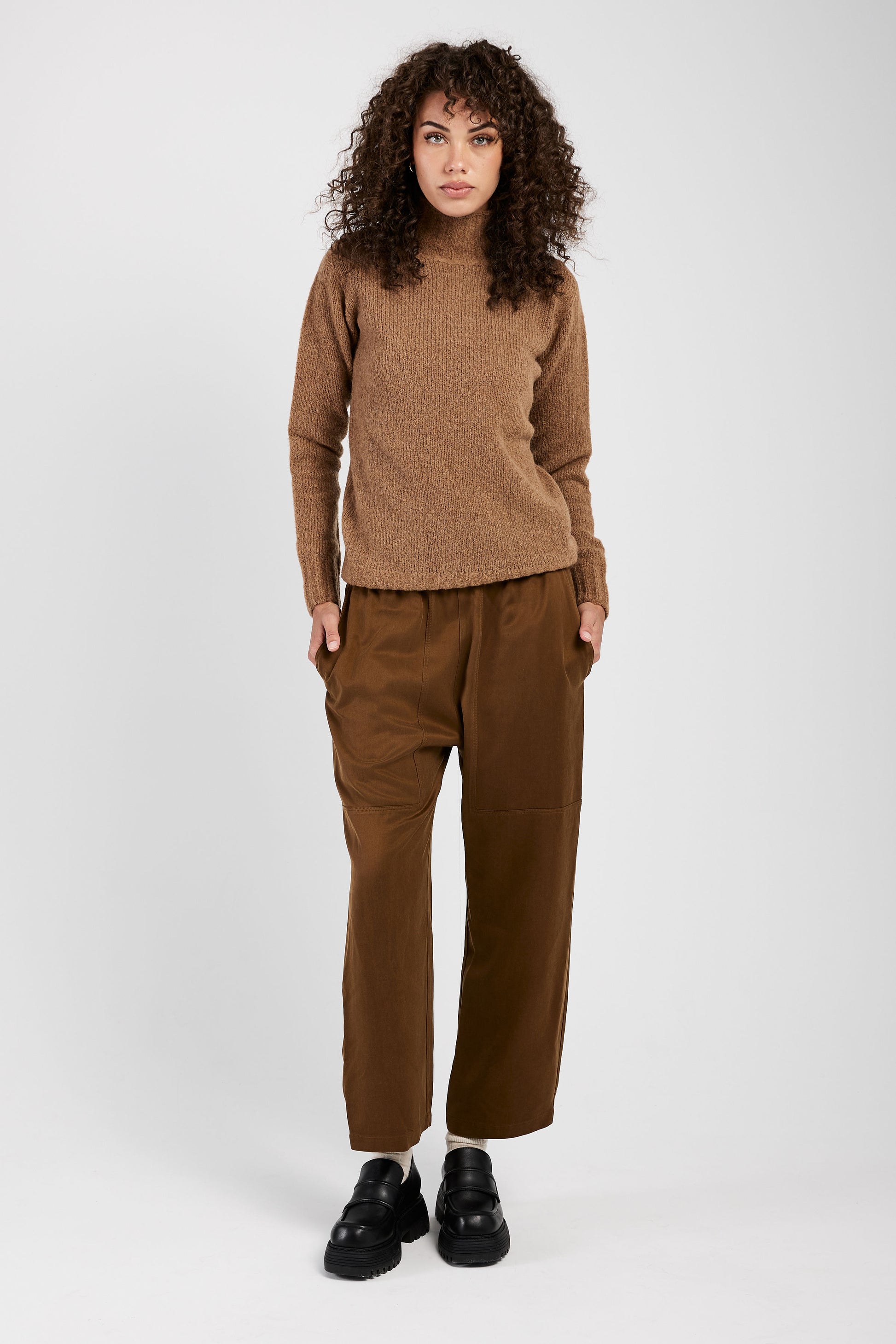 GENTRYPORTOFINO Wool Knit Sweater in Cammello