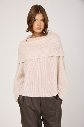 Wool Knit Sweater in Stucco