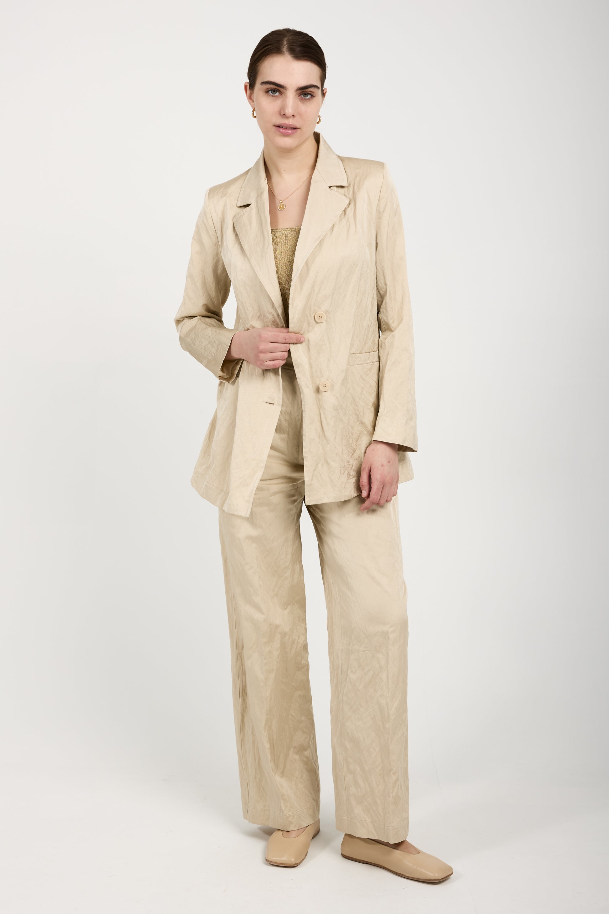 GENTRYPORTOFINO Woven Blazer Jacket in Beige