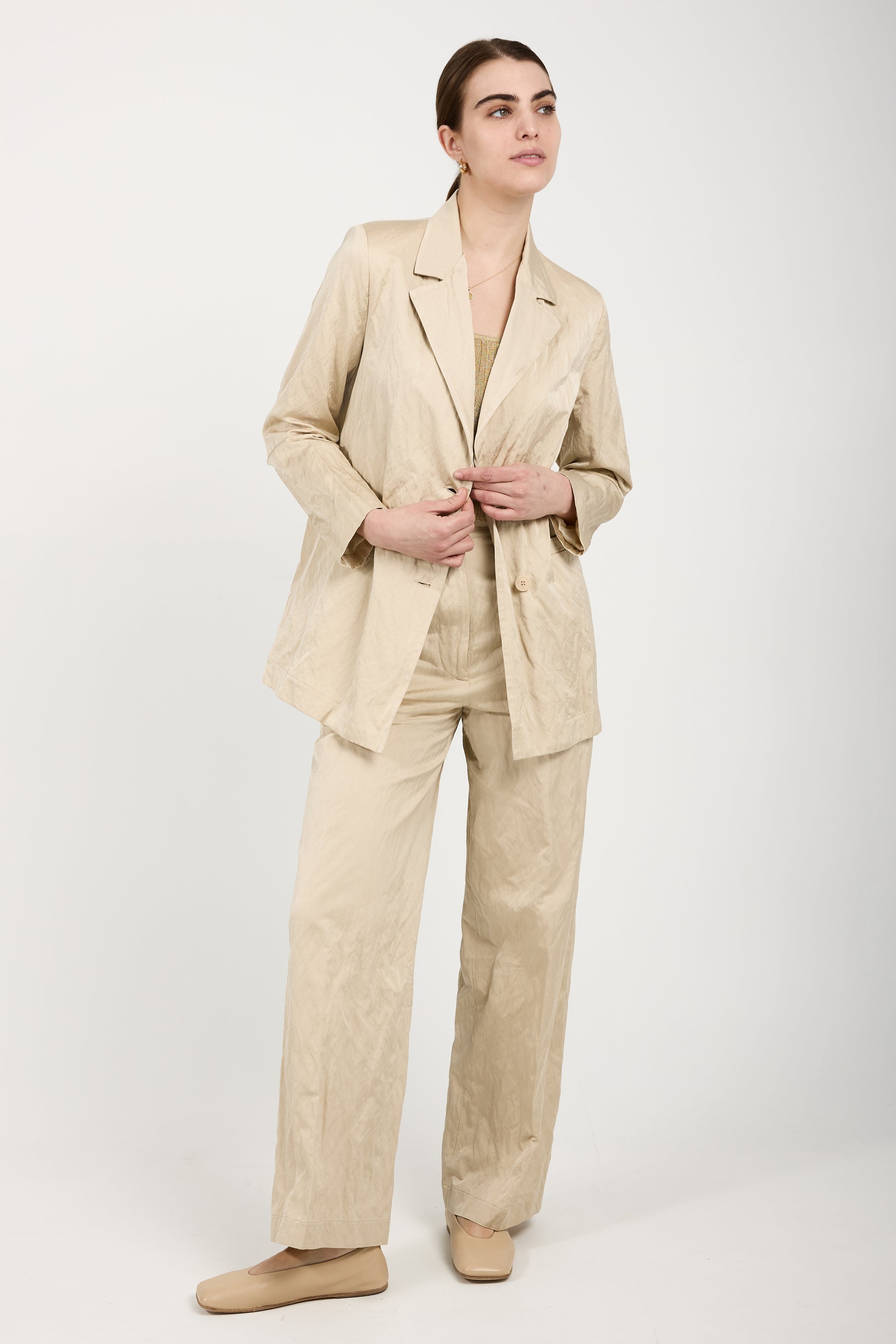 GENTRYPORTOFINO Woven Blazer Jacket in Beige