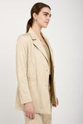 GENTRYPORTOFINO Woven Blazer Jacket in Beige