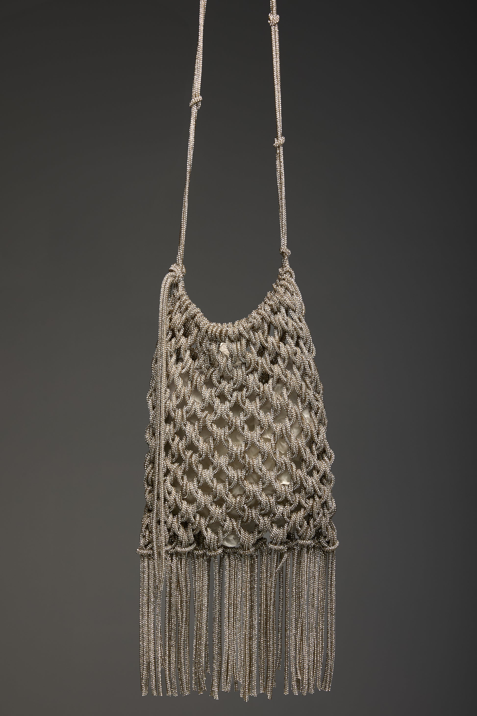 GENTRYPORTOFINO Woven Metallic Bag in Silver