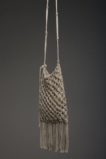 GENTRYPORTOFINO Woven Metallic Bag in Silver