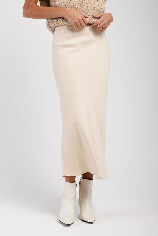 GENTRYPORTOFINO Woven Midi Skirt in Champagne