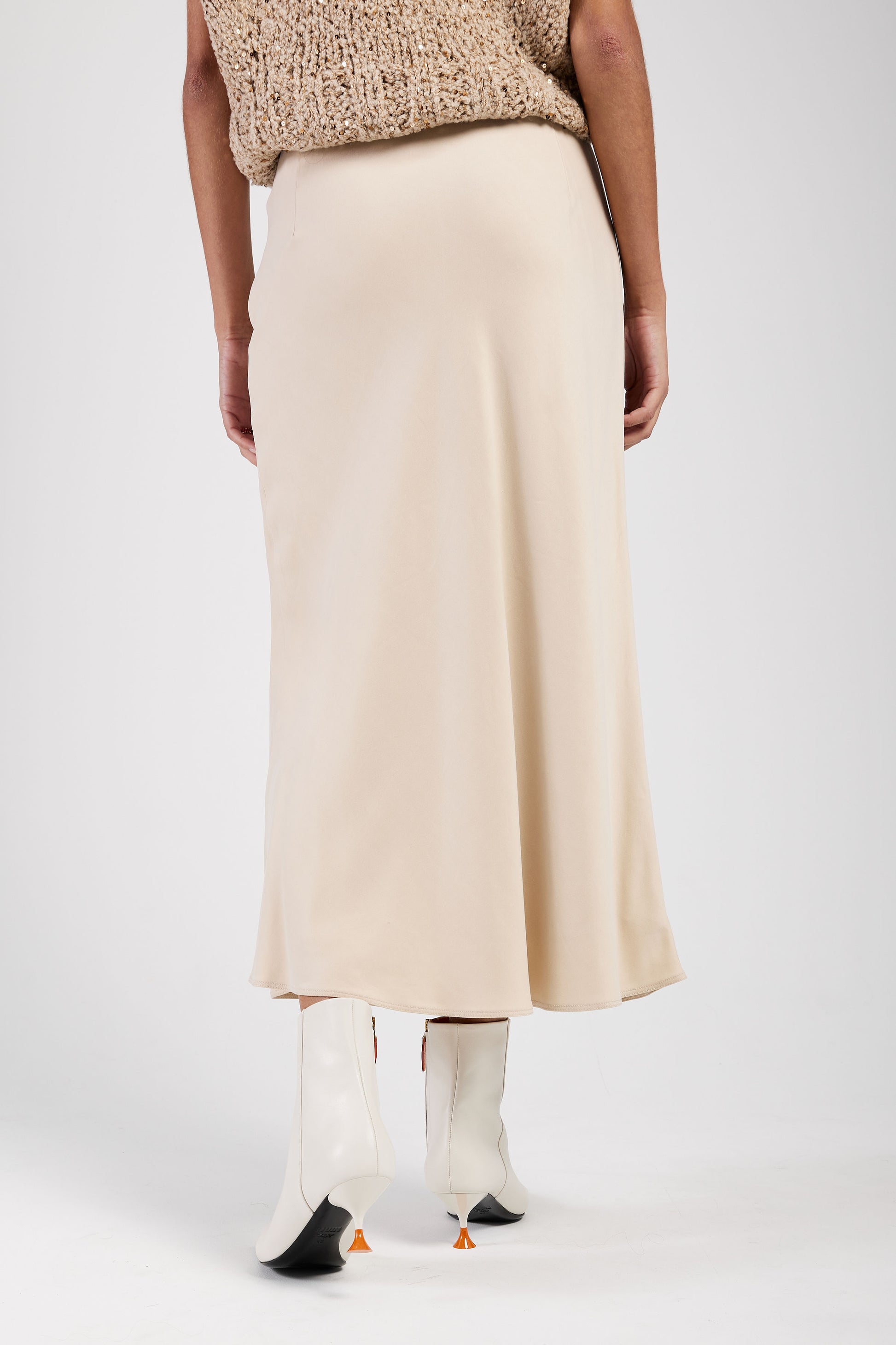 GENTRYPORTOFINO Woven Midi Skirt in Champagne