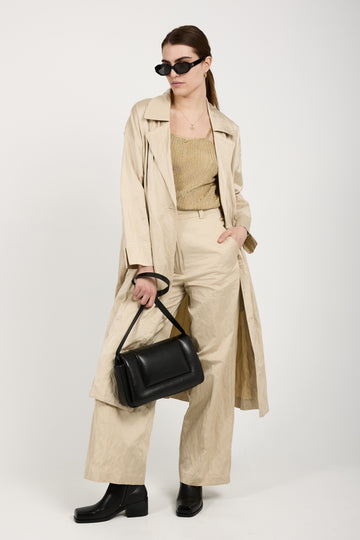GENTRYPORTOFINO Woven Trench Coat in Beige