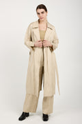 GENTRYPORTOFINO Woven Trench Coat in Beige