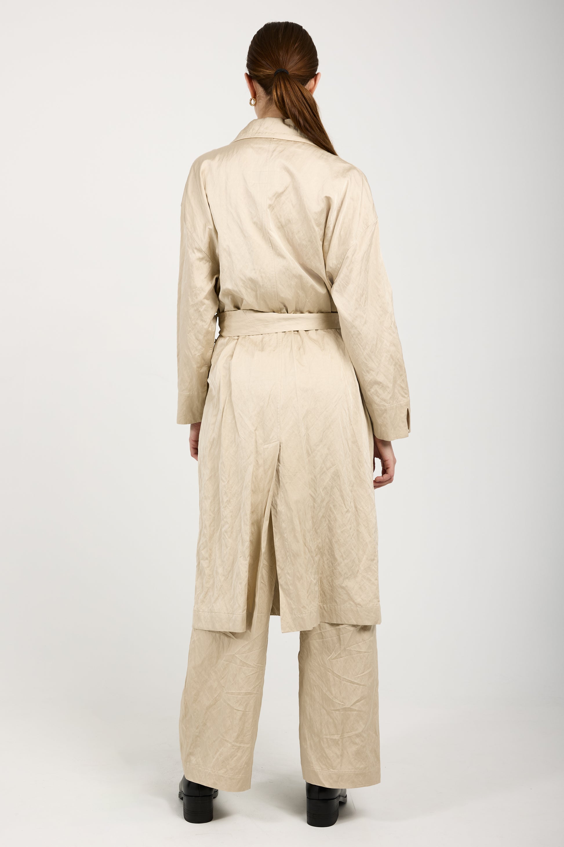 GENTRYPORTOFINO Woven Trench Coat in Beige