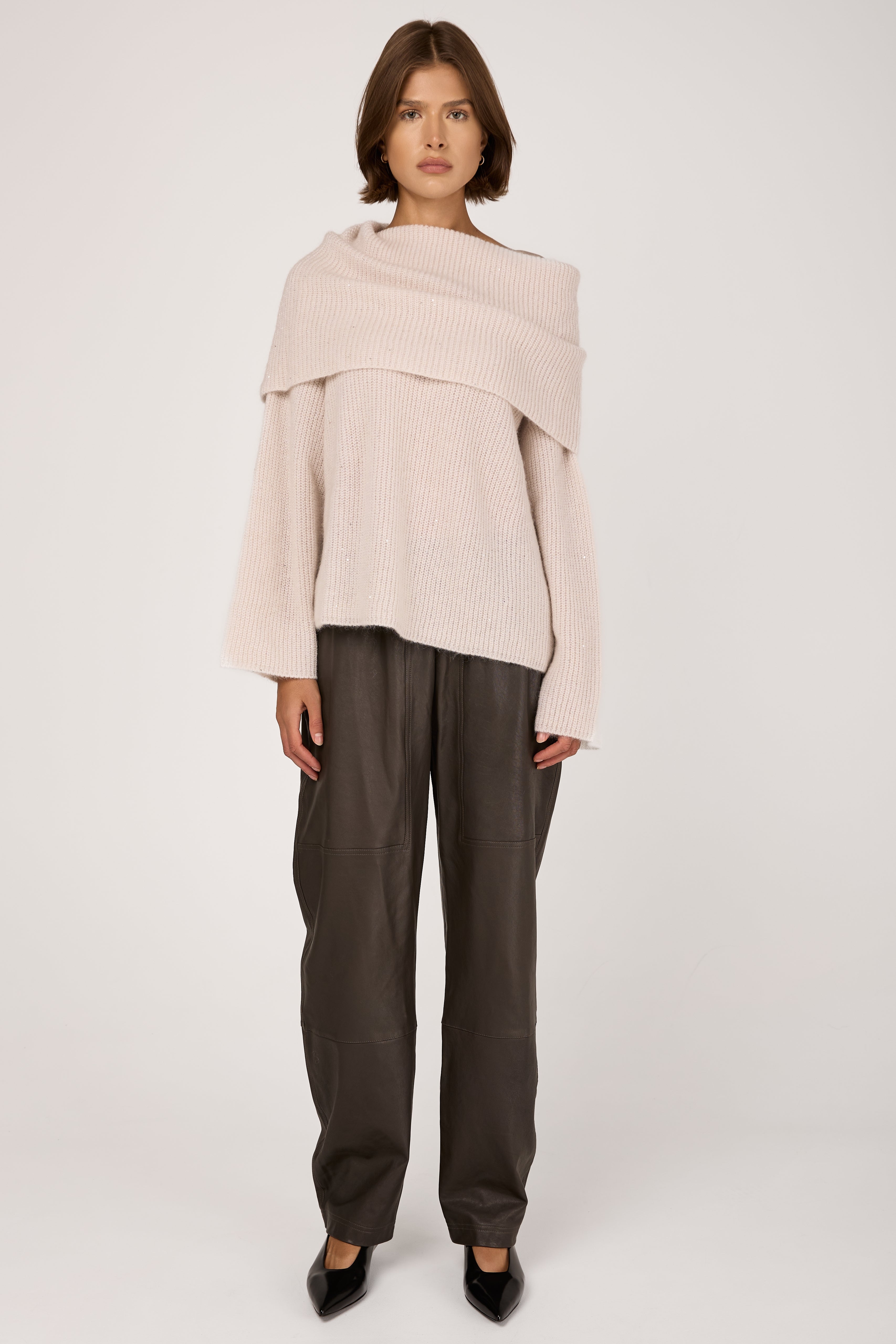 Leather Pant in Mastice